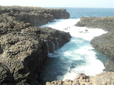 volcanic rocks and rugged coastline